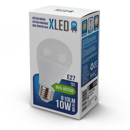 XLED Led Sijalica,E27 -10W,220V,Toplo bela,2700K, 810Lm