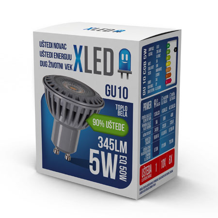 XLED Led sijalica,GU10 – 5W,220V,Toplo bela,3000K,345Lm